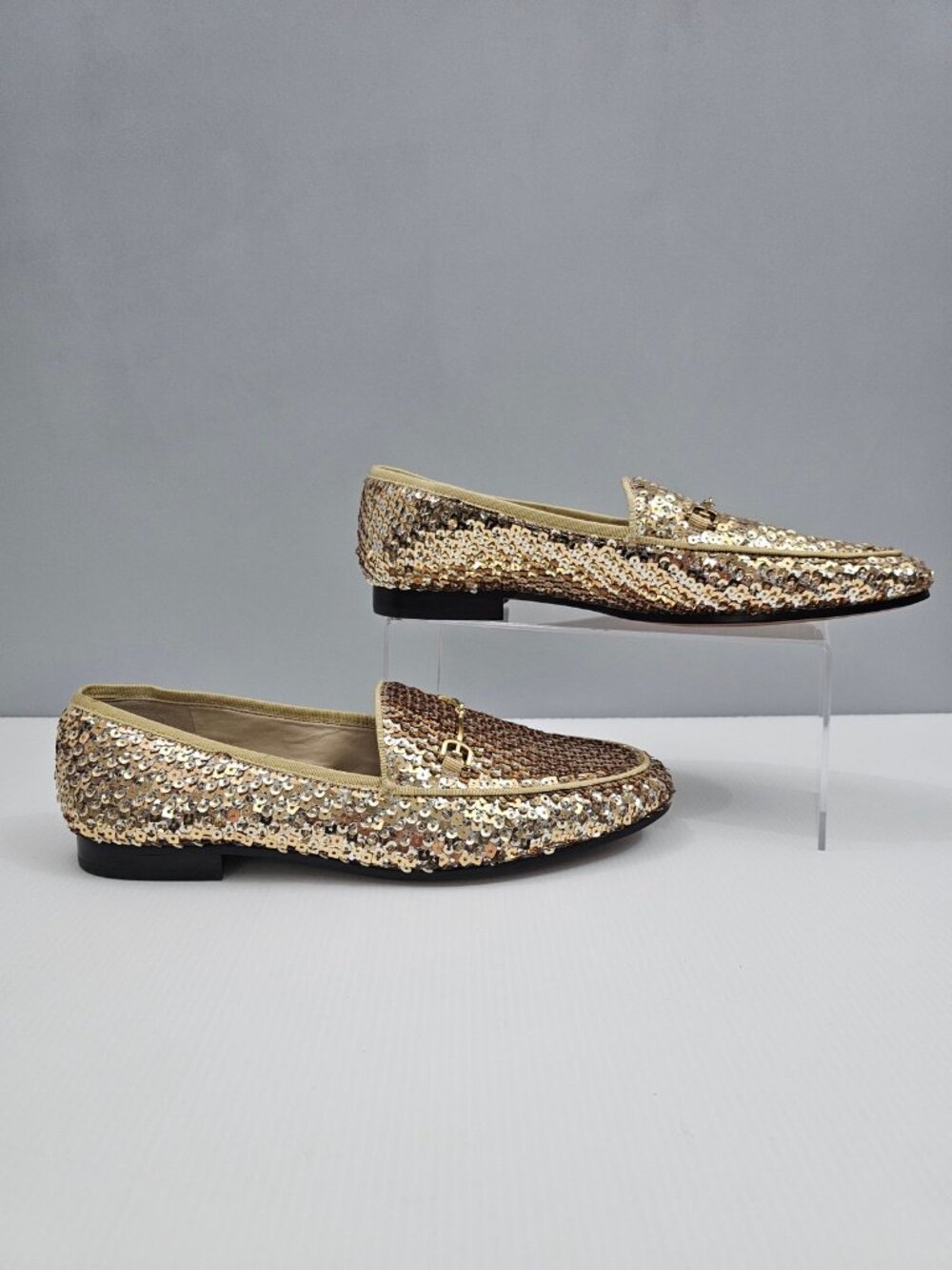 Sam Edelman Loraine Horsebit Loafer Womens 9.5 Gold Multi Sequin Slip On Flats - Picture 3 of 14